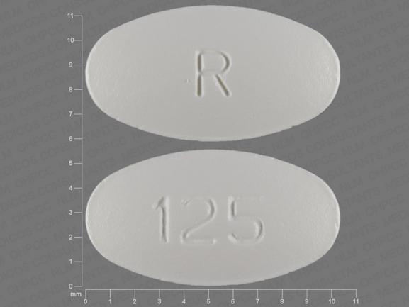 Pill R 125 White Oval is Ciprofloxacin Hydrochloride