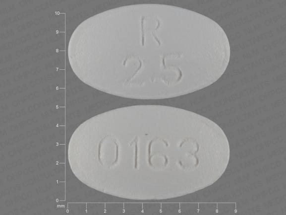 Pill R 2.5 0163 White Oval is Olanzapine
