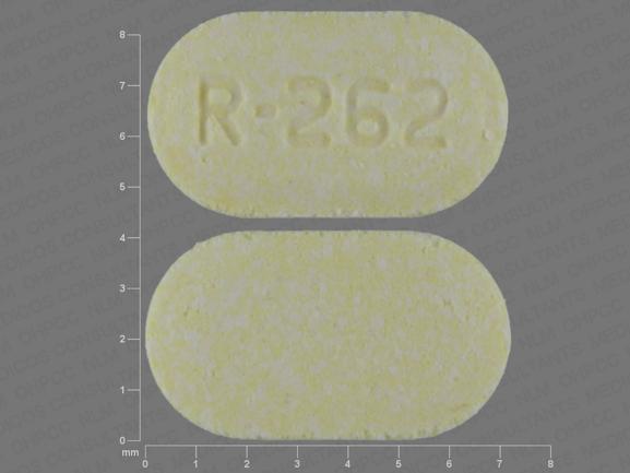 Pill R-262 Yellow Capsule/Oblong is Olanzapine (Orally Disintegrating)