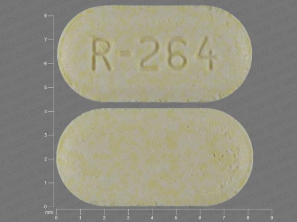 Pill R-264 Yellow Capsule/Oblong is Olanzapine (Orally Disintegrating)