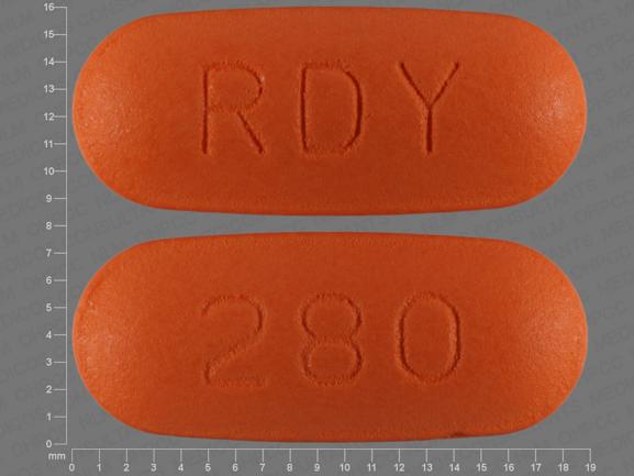 Pill RDY 280 Orange Capsule-shape is Levofloxacin.