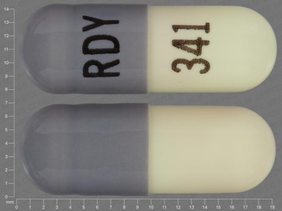 Pill RDY 341 Gray & White Capsule/Oblong is Amlodipine Besylate and Benazepril Hydrochloride