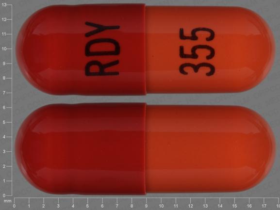Pill RDY 355 Brown & Orange Capsule/Oblong is Rivastigmine Tartrate
