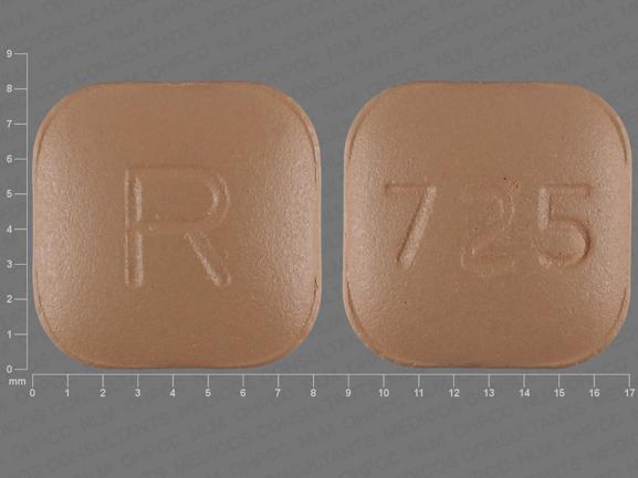 Pill R 725 Brown Four-sided is Montelukast Sodium