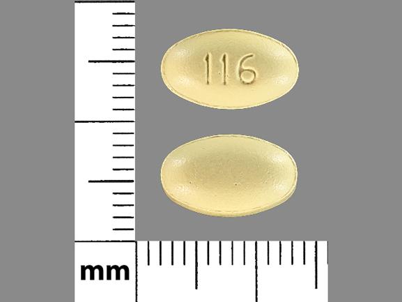 Pill 116 Yellow Elliptical/Oval is Verapamil Hydrochloride Extended-Release