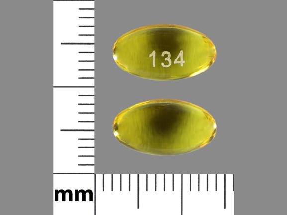 Pill 134 Yellow Elliptical/Oval is Benzonatate