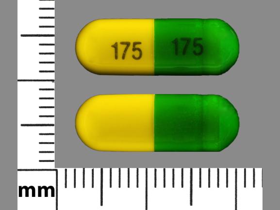 Pill 175 175 Green & Yellow Capsule/Oblong is Paromomycin Sulfate