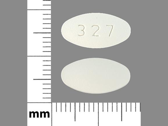 Pill 327 White Oval is Ticlopidine Hydrochloride