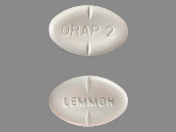 Pill ORAP 2 LEMMON White Oval is Orap