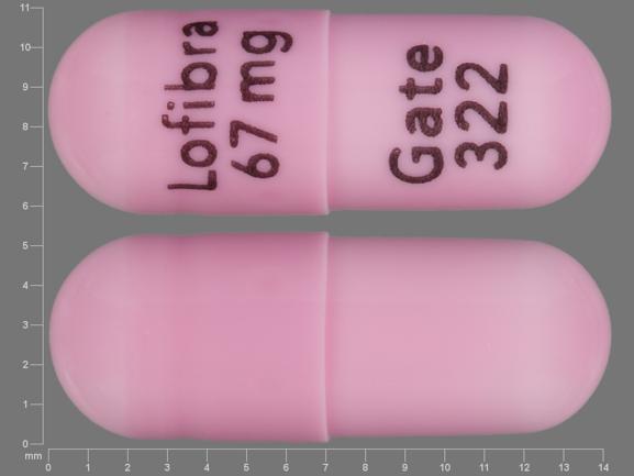 Pill Gate 322 Lofibra 67 mg Pink Capsule/Oblong is Lofibra