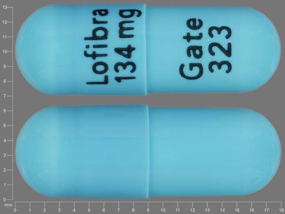 Pill Lofibra 134 mg Gate 323 Blue Capsule/Oblong is Lofibra