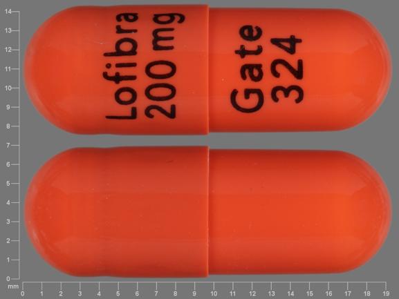 Pill Lofibra 200 mg Gate 324 Orange Capsule/Oblong is Lofibra