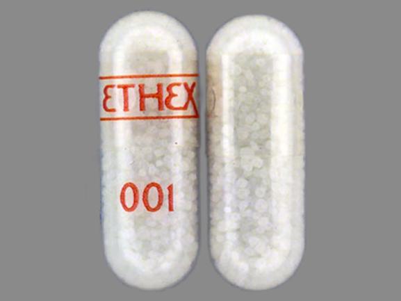 Pill ETHEX 001 Clear Capsule/Oblong is Potassium Chloride Extended-Release