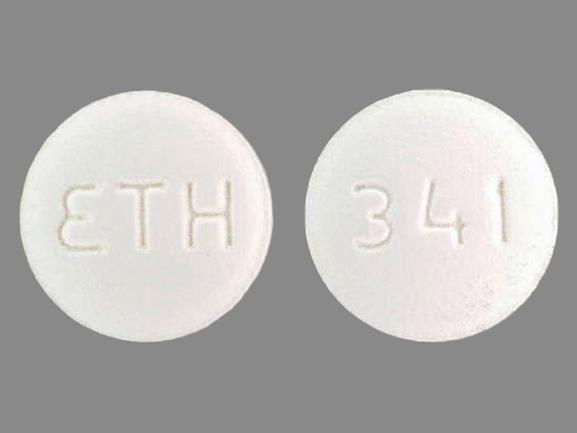 Pill 341 ETH White Round is Benazepril Hydrochloride