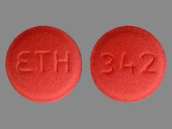 Pill 342 ETH Red Round is Benazepril Hydrochloride