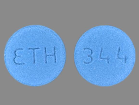 Pill 344 ETH Blue Round is Benazepril Hydrochloride