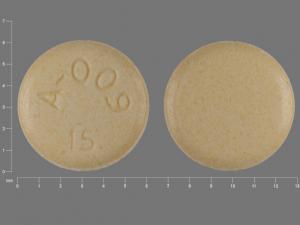 Pill A-009 15 Yellow Round is Abilify