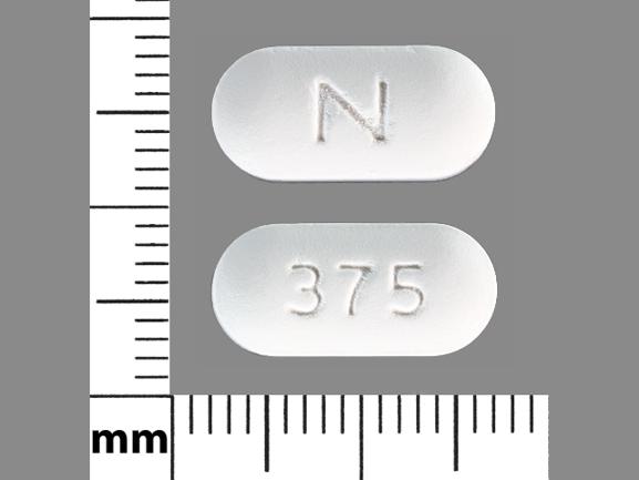 Pill N 375 White Elliptical/Oval is Naprelan 375