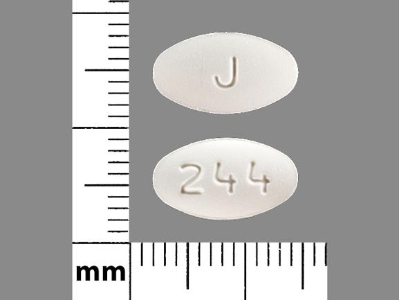 Pill J 244 White Oval is Alendronate Sodium