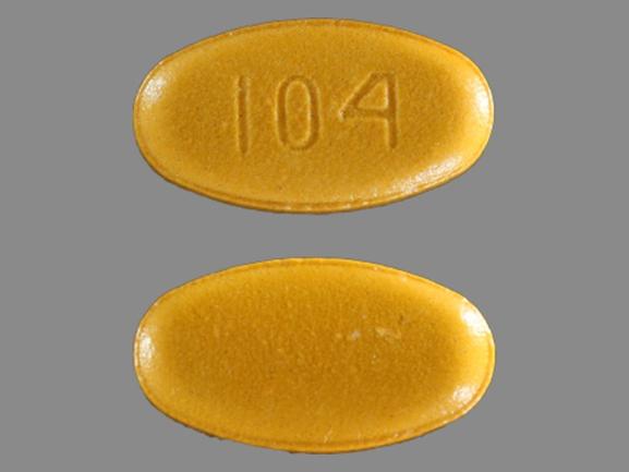 Pill 104 Yellow Elliptical/Oval is Sulfasalazine Delayed Release