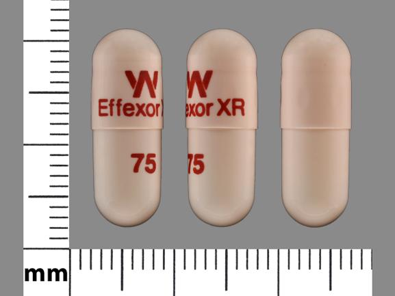 Pill W Effexor XR 75 Peach Capsule/Oblong is Effexor XR