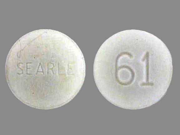 Pill SEARLE 61 White Round is Atropine Sulfate and Diphenoxylate Hydrochloride