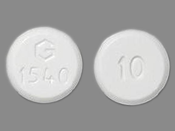 Pill G 1540 10 White Round is Amlodipine Besylate