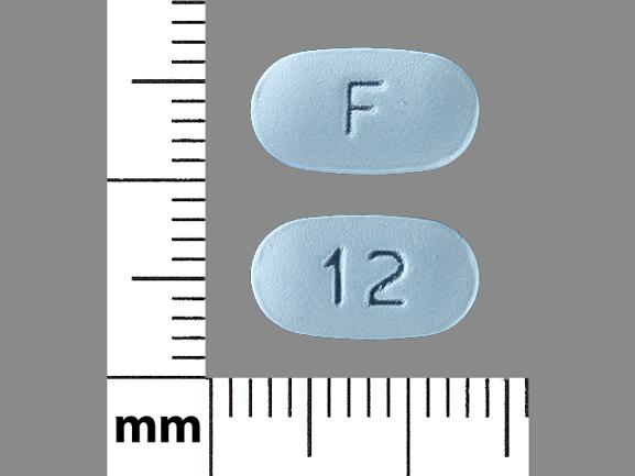 Pill F 12 Blue Elliptical/Oval is Paroxetine Hydrochloride