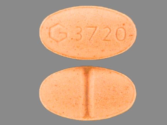 Pill G 3720 Orange Elliptical/Oval is Alprazolam