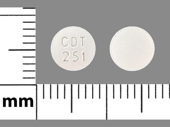 La pilule CDT 251 est du bésylate d'amlodipine et de l'atorvastatine calcique 2,5 mg / 10 mg