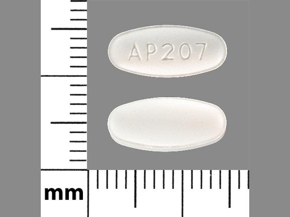 Pill AP207 White Oval is Alendronate Sodium