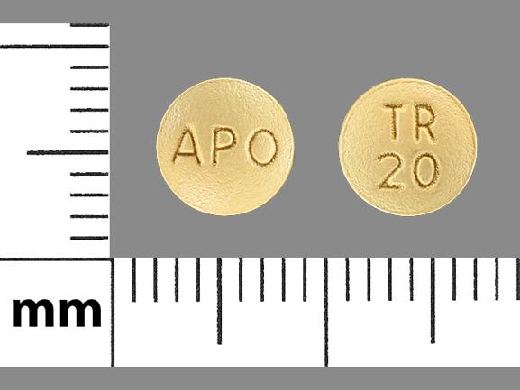 Pill APO TR 20 Yellow Round is Trospium Chloride