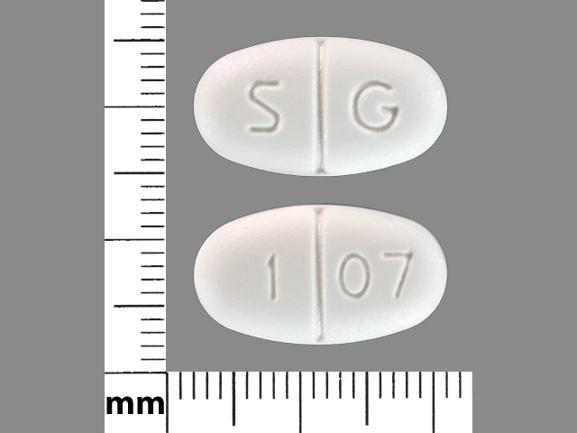 Pill S G 1 07 White Oval is Metformin Hydrochloride