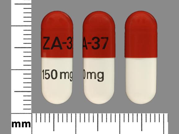 Pill ZA-37 150 mg Orange & White Capsule/Oblong is Venlafaxine Hydrochloride Extended Release