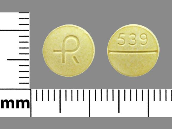 Pill R 539 Yellow Round is Carbidopa and Levodopa