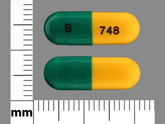 Pill B 748 Brown Capsule/Oblong is Duloxetine Hydrochloride Delayed-Release