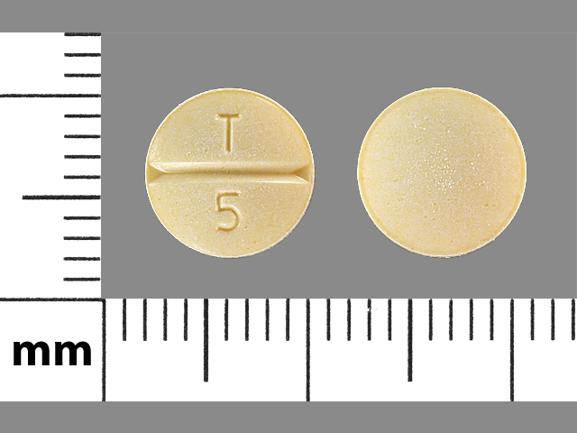 Pill T 5 Yellow Round is Enalapril Maleate