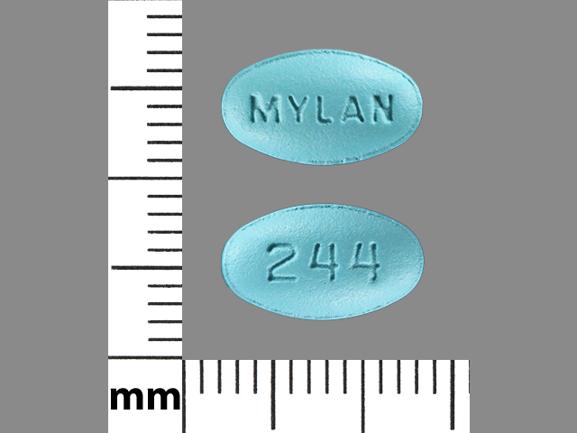 Pill MYLAN 244 Blue Elliptical/Oval is Verapamil Hydrochloride Extended-Release