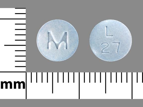 Pill M L 27 Blue Round is Lisinopril