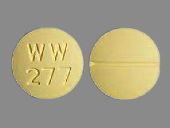 Pill WW 277 Yellow Round is Lithium Carbonate Extended Release