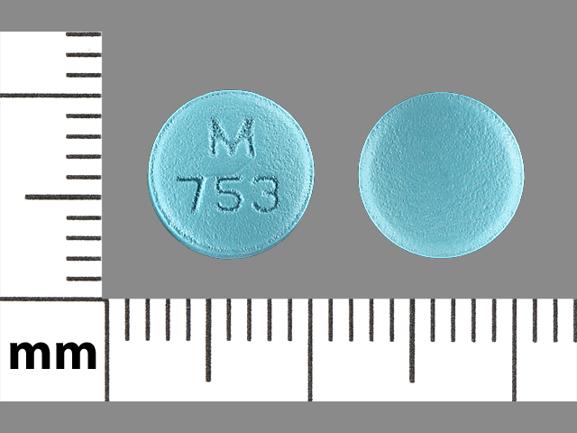 Pill M 753 Blue Round is Fexofenadine Hydrochloride