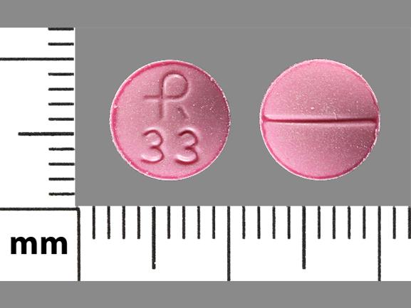 Pill R 33 Pink Round is Clonazepam