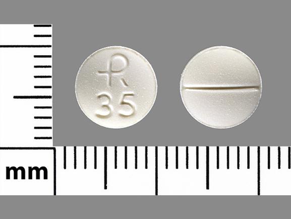 Pill R 35 White Round is Clonazepam.