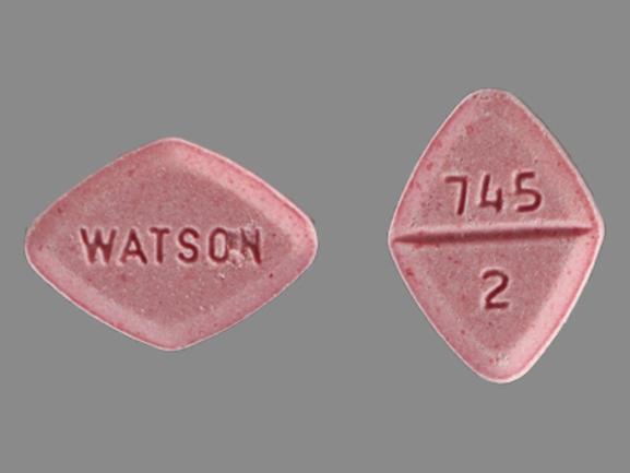 Pill WATSON 745 2 Pink Four-sided is Estazolam