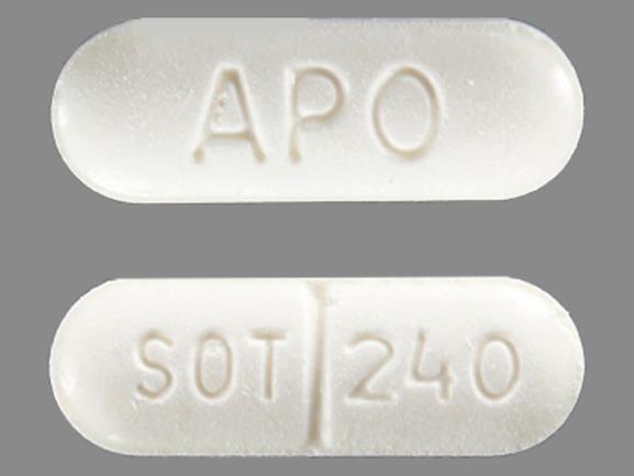 Pill APO SOT 240 White Elliptical/Oval is Sotalol Hydrochloride