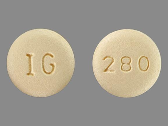 Pill IG 280 Yellow Round is Topiramate