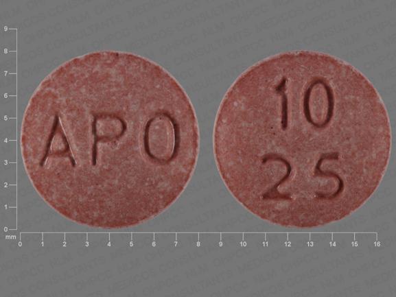 Pill APO 10 25 Red Round is Enalapril Maleate and Hydrochlorothiazide