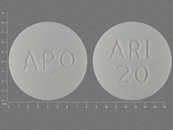 Pill APO ARI 20 White Round is Aripiprazole