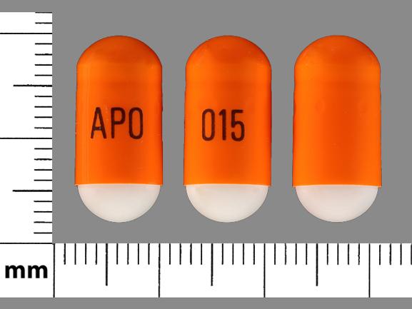 Pill APO 015  Orange & White Capsule-shape is Dilt-XR