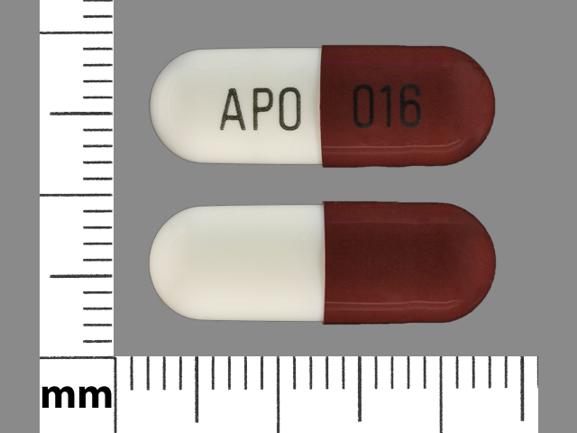 Pill APO 016 Brown & White Capsule/Oblong is Dilt-XR
